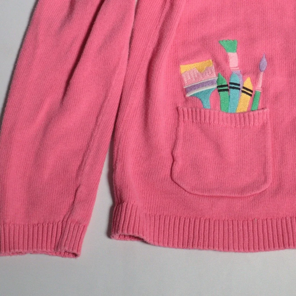 Gymboree Girls Embroidered School Supplies‎ Cardigan Classroom Cutie Pink 12